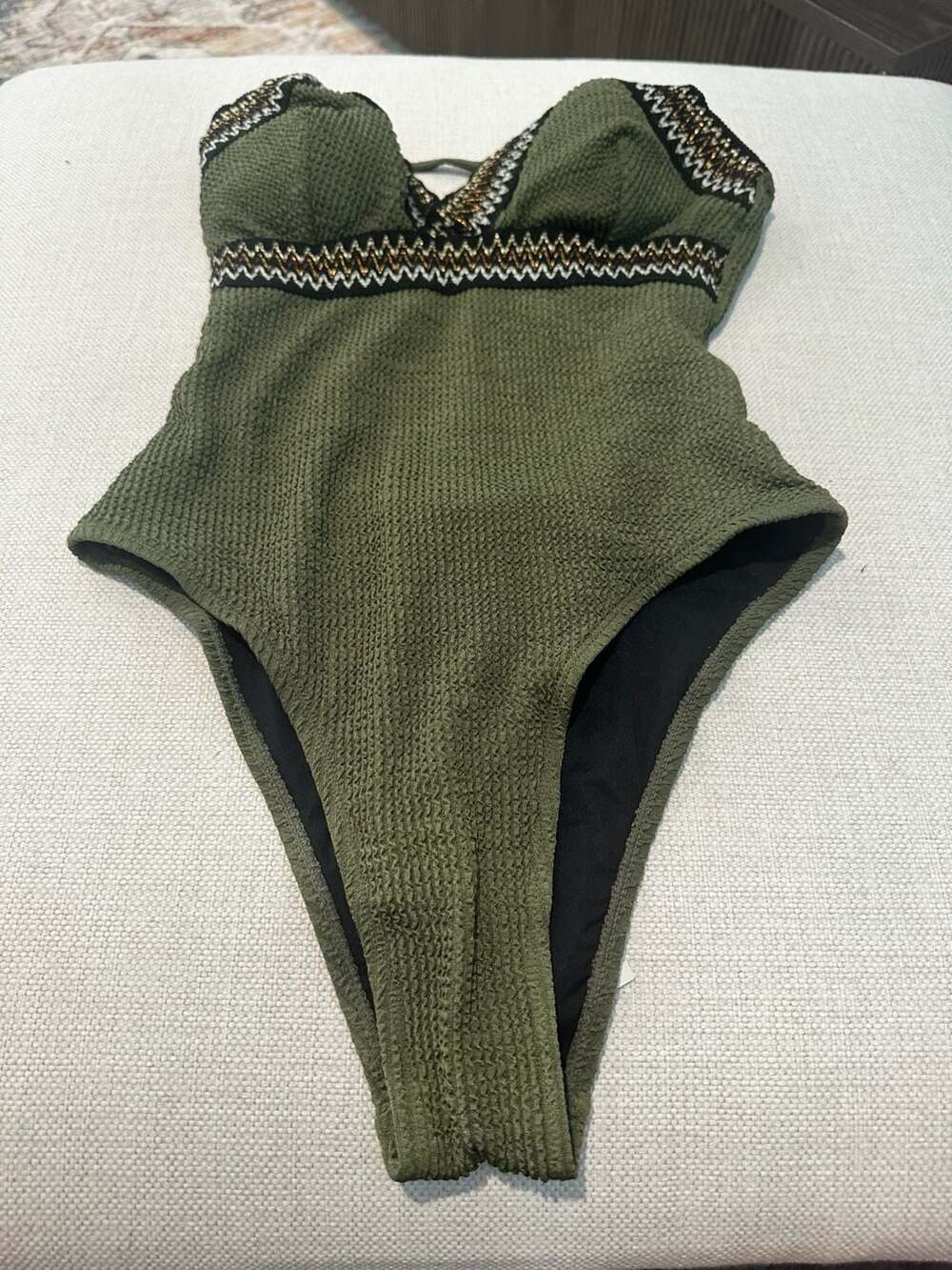Cupshe Army Ribbed Surplice One-Piece Swimsuit